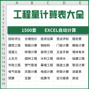 工程量计算表格软件大全钢结构土建安装路桥市政装修建筑预算造价-淘宝虚拟仓