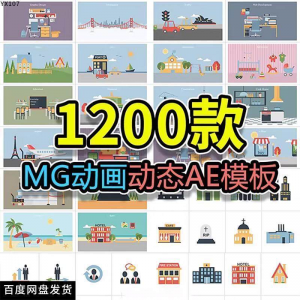 MG动画AE模板源文件脚本卡通动态视频制作扁平化场景动画包素材-淘宝虚拟仓