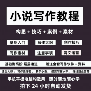 零基础小说写作教程网文新手创作技巧自学入门视频课素材大纲软件-淘宝虚拟仓